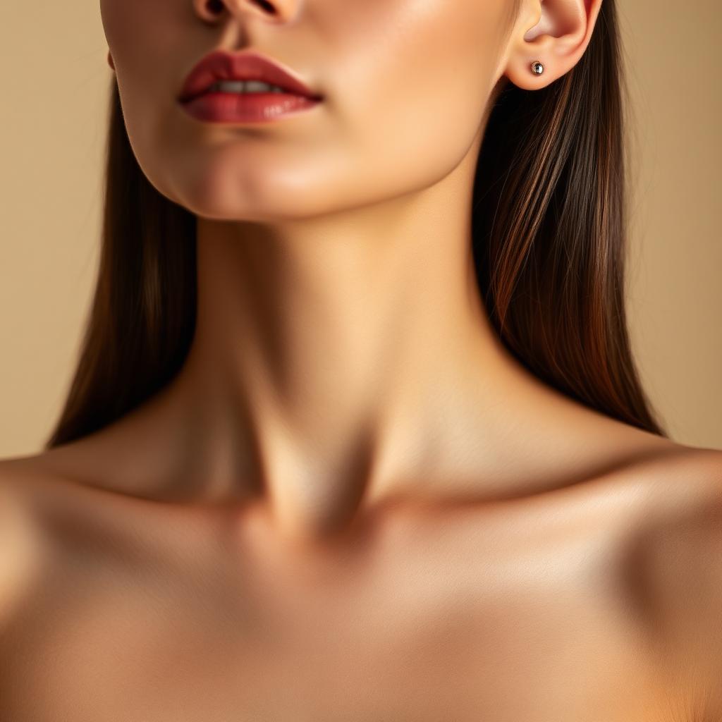 Neckline styled without jewellery